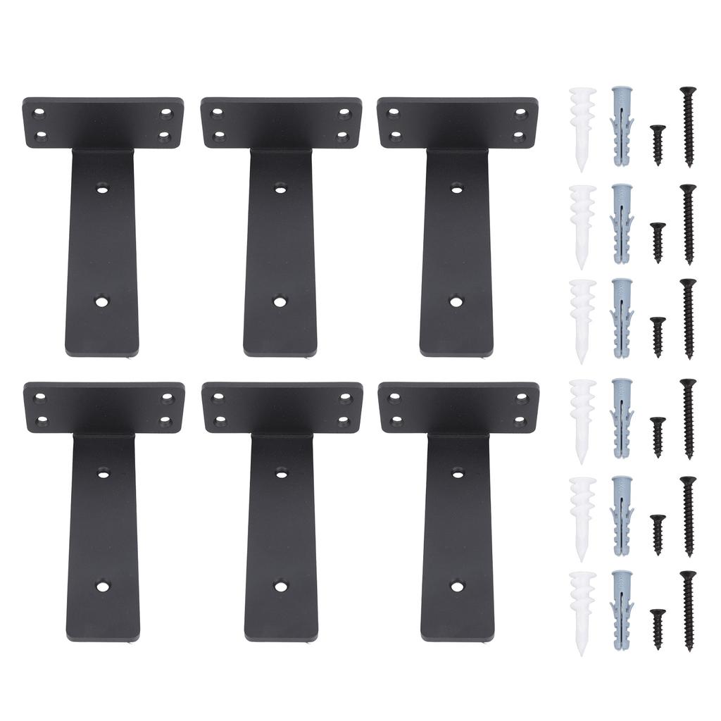 6 Pcs Shelf Bracket 6 Inch Black Matte Coating Heavy Duty Iron Wall Mounted Shelf Support Brackets F