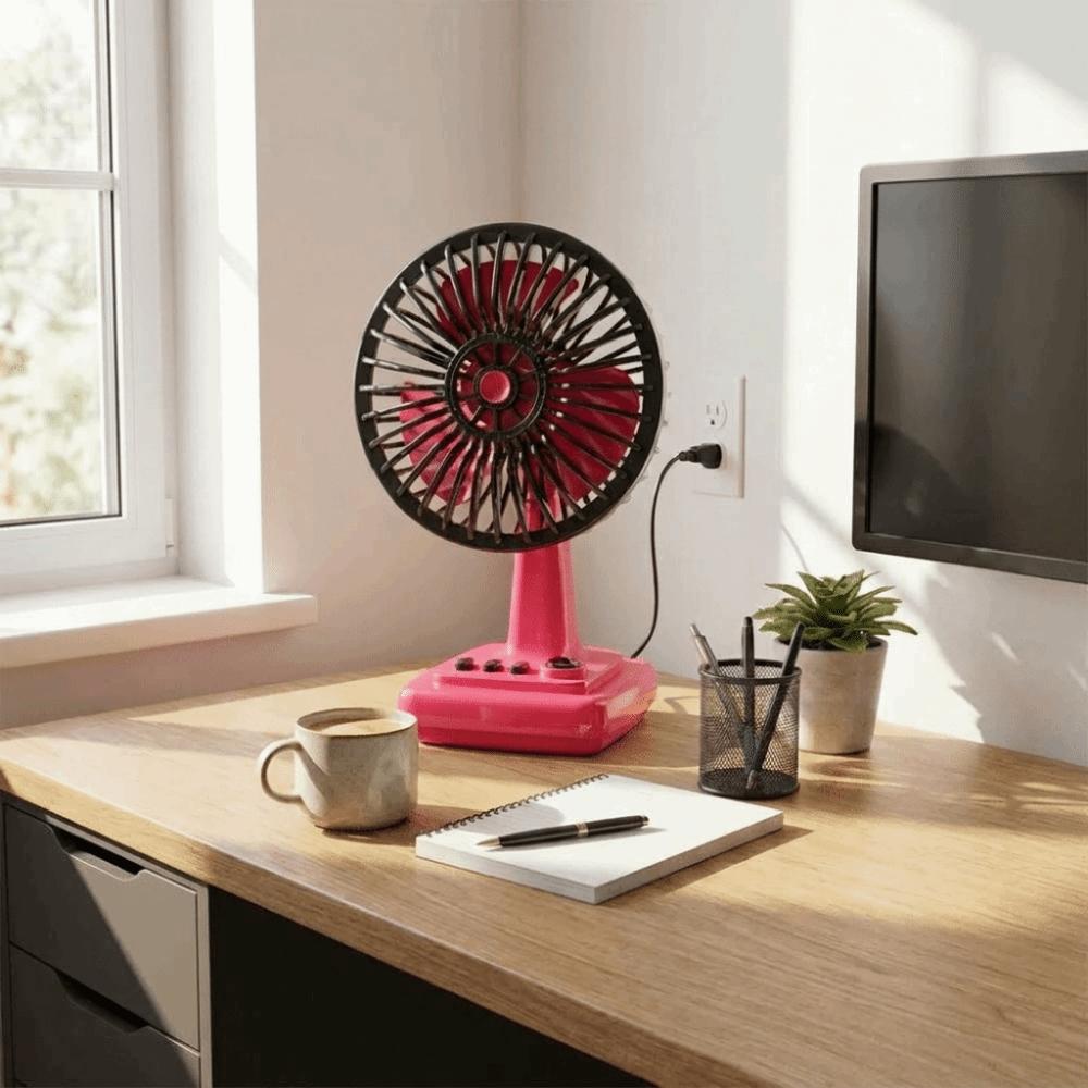 Mini Rechargeable Desktop Fan Rechargeable Retro Cream Fan  Daily Cooling