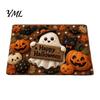 Holiday Home Decoration Halloween Pumpkin Door Mat, Fall Seasonal Welcome Non-slip Farmhouse Festive Porch Rug Entrance for Front Entryway Kitchen