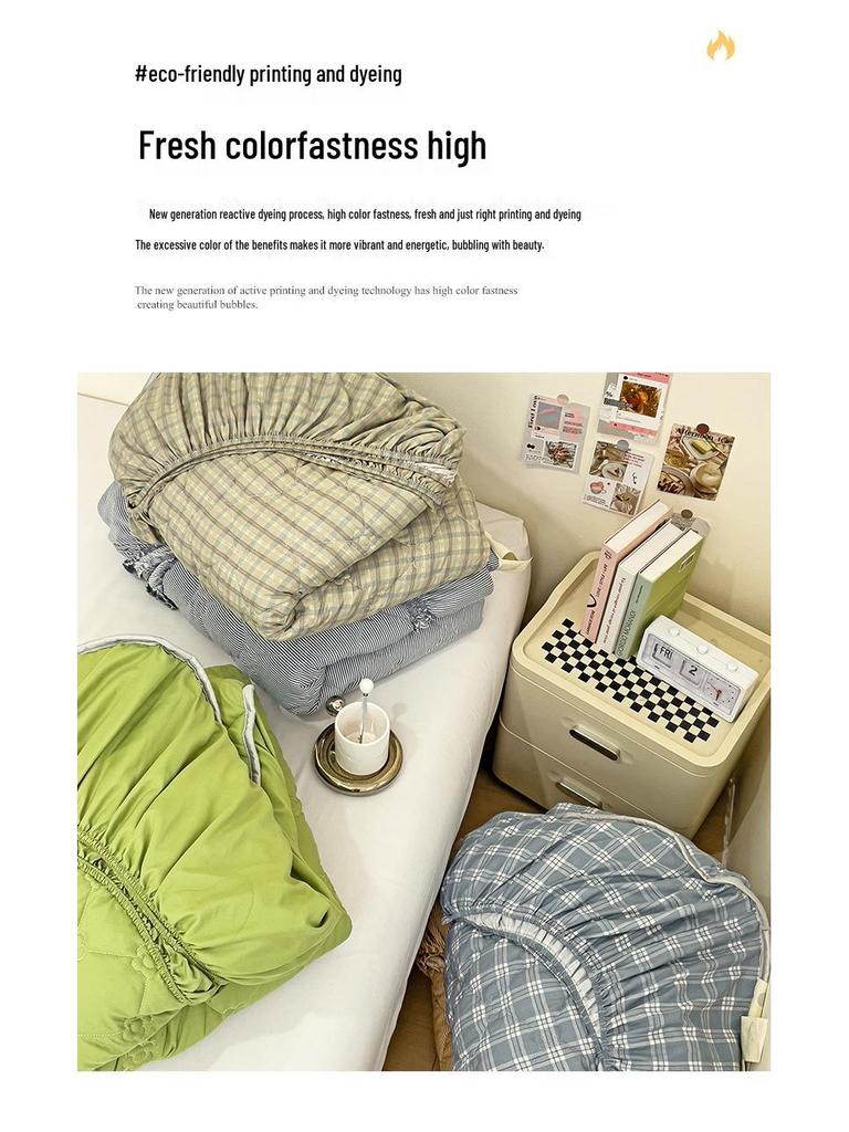 Облачно-хлопковая, приятная для кожи, утолщенная, облегающая простыня: Однотонный, 100% хлопок, Нескользящий, Можно стирать в машине.