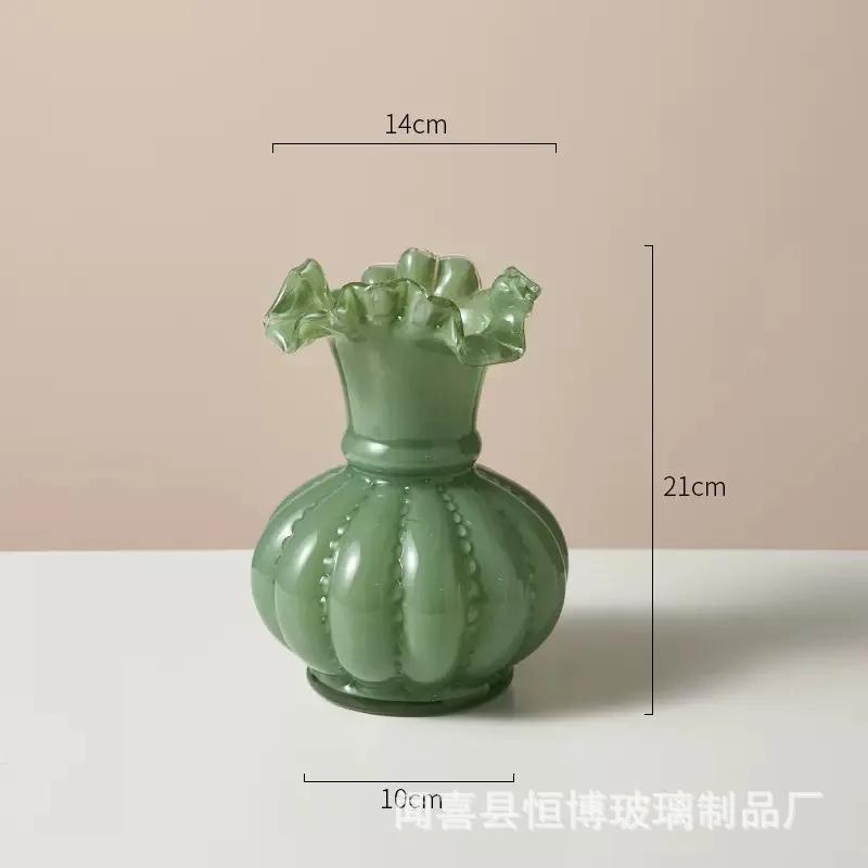 Стеклянная ваза Красочные складки Винтажная открытая ваза для цветов Террариум Цветочные композиции Аксессуары для украшения дома Аксессуары