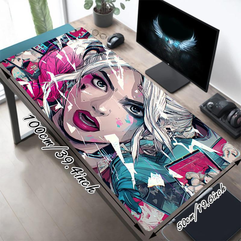 Harley Quinn Xl Gaming Mouse Pad Nonslip Rubber Base Stitched Edge Waterproof Desk Mat For Pc Laptop Gamer Office Computer Accessories C927350