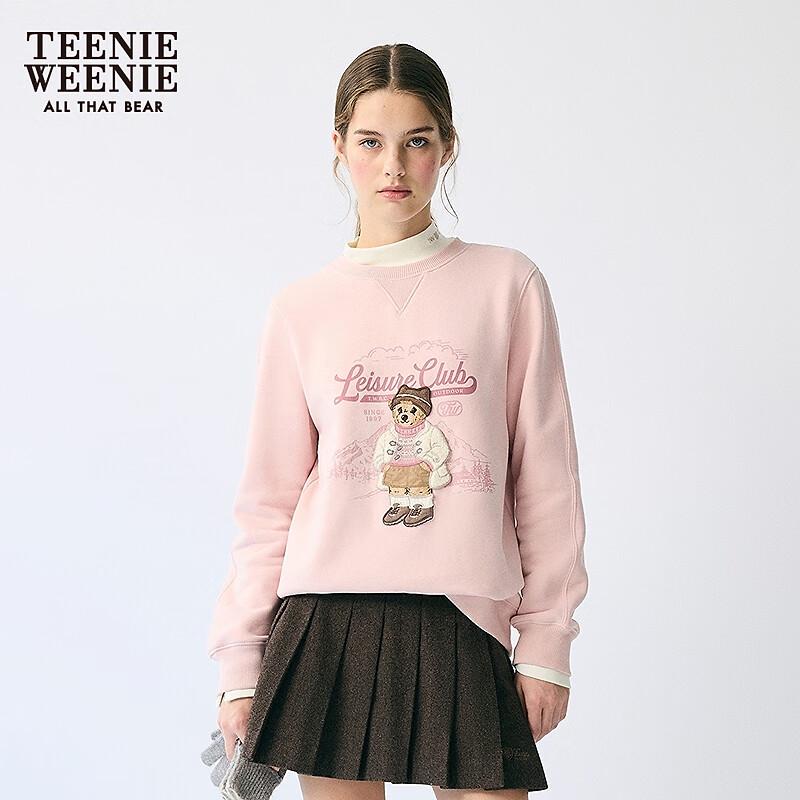 Teenie Weenie Women's Bear Embroidered Round Neck Sweatshirt
