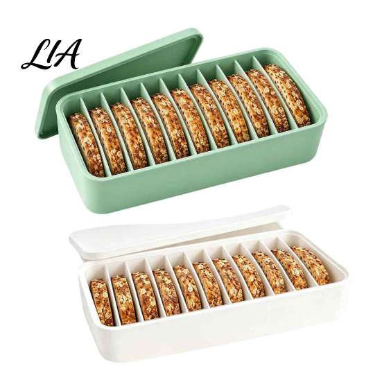 Bread Slice Separator for Freezer 11-Slot Silicone Box Sourdough Storage, Flexible Container with Individual Hand Made Storage Compartments