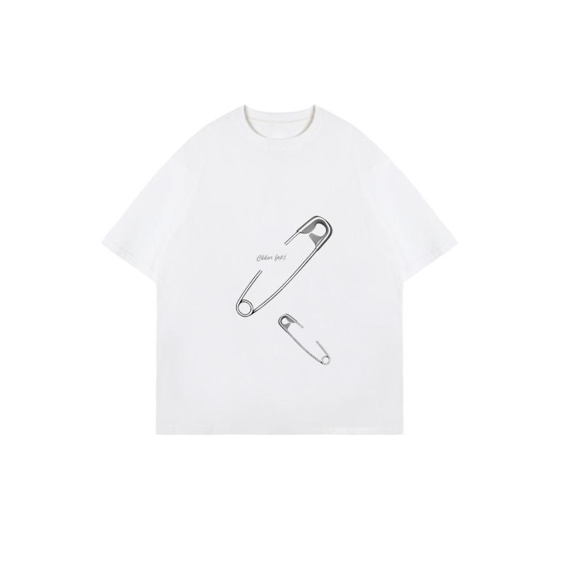 Oversized T Shirt Black Safety Pin Print With Text Casual Streetwear For Women