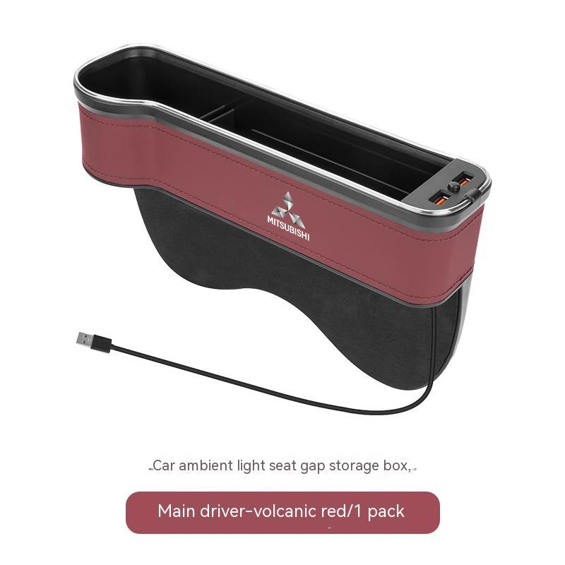 Car USB Charging Colour Light Seat Storage Case Seat Gap Box For Mitsubishi Outlander Pajero Lancer EX Evolution X Ralliart Asx YG1