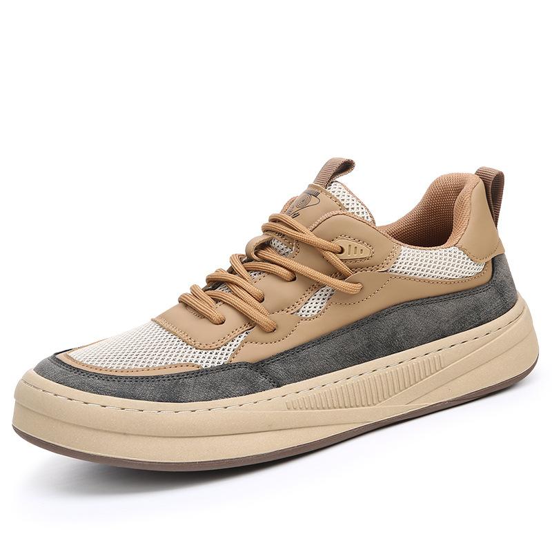 Мужская обувь 2025 лето новая универсальная с широким носком на толстой подошве мужская дышащая сетка нескользящая спортивная повседневная обувь мужская
