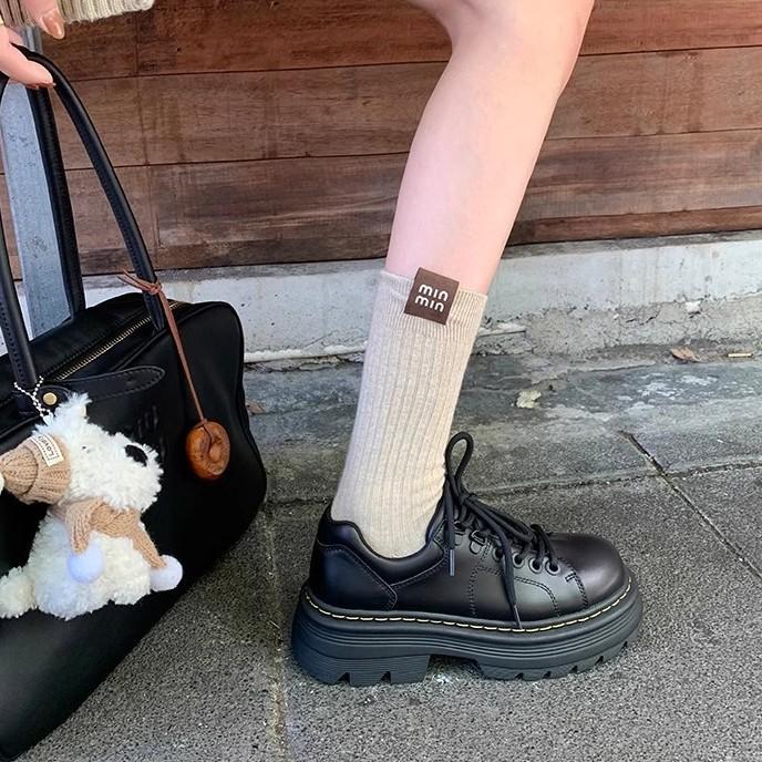 Классические британские туфли на шнуровке с круглым носком, туфли на платформе, дерби, маленькие кожаные туфли, женская кожа