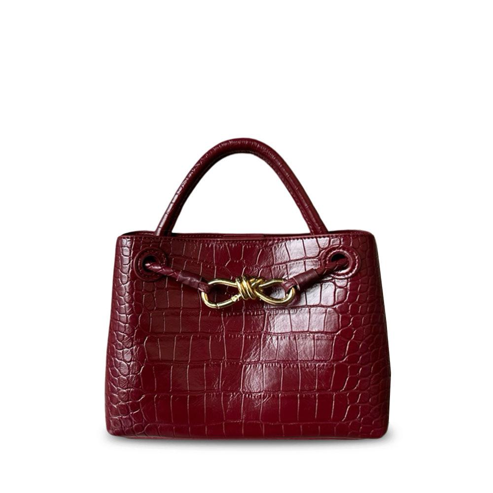 2026 Crocodile Pattern Cowhide Handbag Retro Light Luxury Commuter Fashion Butterfly Buckle Single Shoulder Crossbody Bag for Women