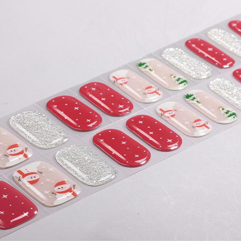 New Trends Christmas Fully Cured Gel Nail Stickers Easy Apply Nail Stickers Uv Free Gel