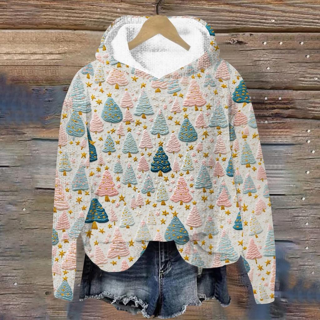 Женская мода повседневная вязанная кофта с длинным рукавом и рождественским принтом