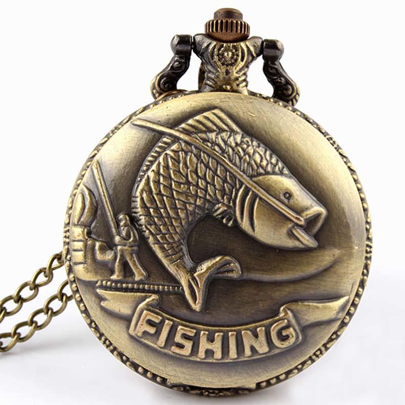 Men's Classic Steampunk Roman Dial Carp Men Pocket Watch with Chain