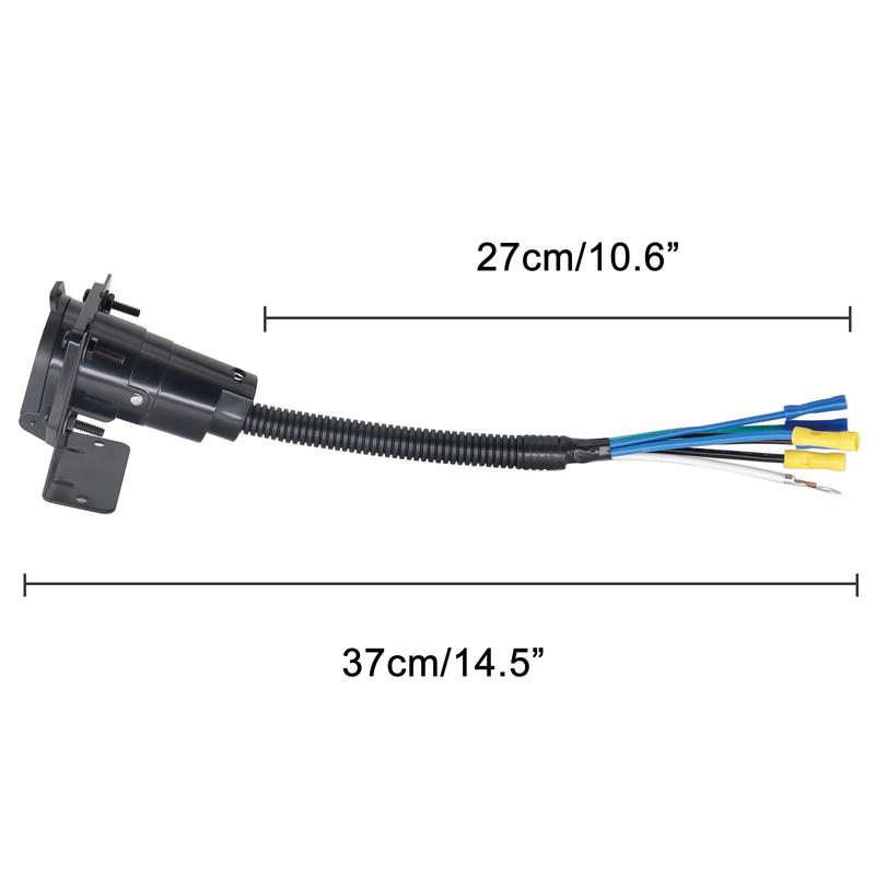 Universal Accessories 7 Pin 7 Way RV-Style Blade Trailer Connector Socket Wiring Harness Mounting Bracket Truck Wire Connector