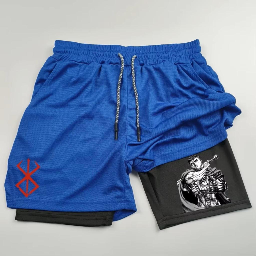 Berserk Muay Thai Kick Boxing UFC MMA Mixed Marcial Art Shorts Anime Men Women Unisex Double Layer Quick Dry Breathable Sport Gym Fitness Workout