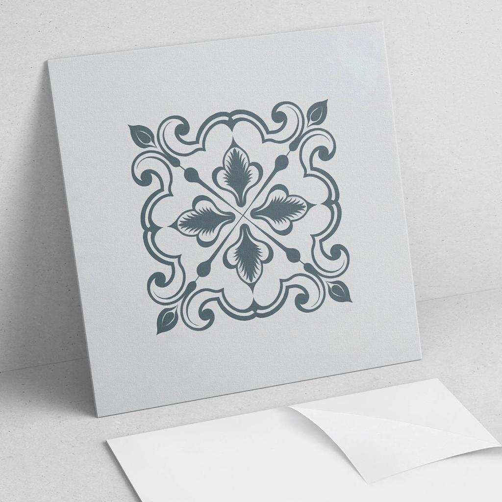 Naklejane Kafelki Z Grafiką Do Przedpokoju Winylowe Wzór Roślinny Z Ornamentami 20X20X20 Cm
