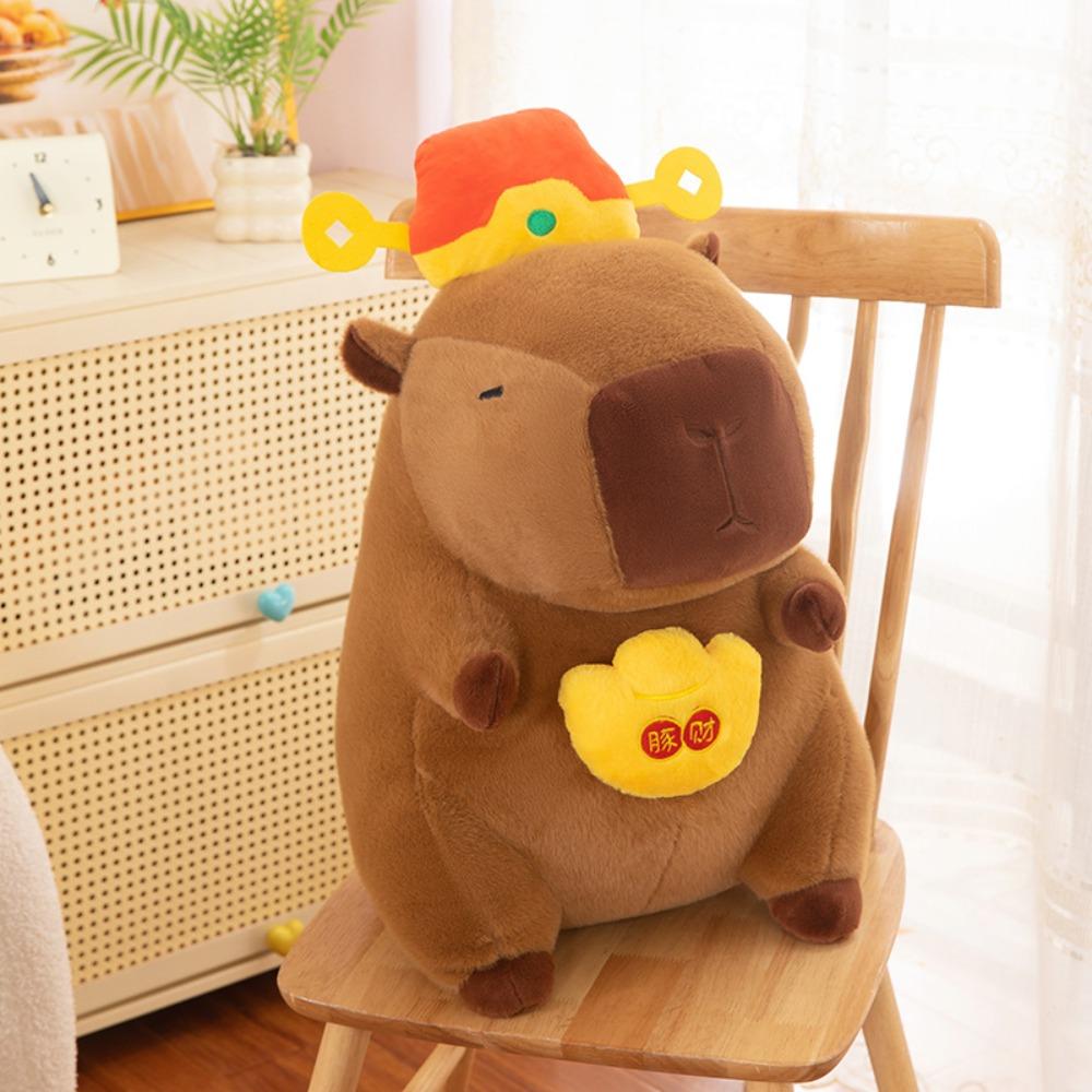 God of Wealth Capybara Plush Doll Simulation Capibara Fluffty Doll  Birthday Gift