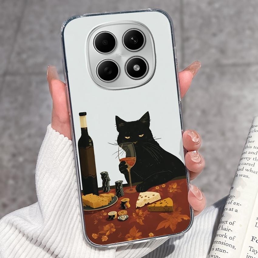 For Redmi Note 15 14 13 Pro Plus 5 5A 4 4X Phone Case Chinese Style Red-Crowned Crane Patterns Transparent TPU Shockproof Casing For Redmi Soft Covers