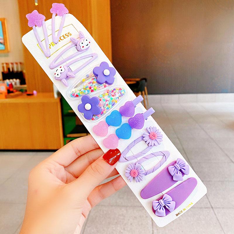 12 шт./набор Новые милые красочные мультяшные заколки для волос в виде цветков для девочек, детские прелестные заколки-автоматы, модные аксессуары для волос