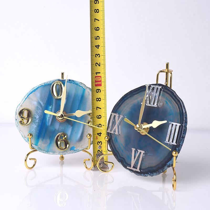 Unique Agate Desk Clock Polishing Slice DIY Labradorite Clocks for Home Decoration