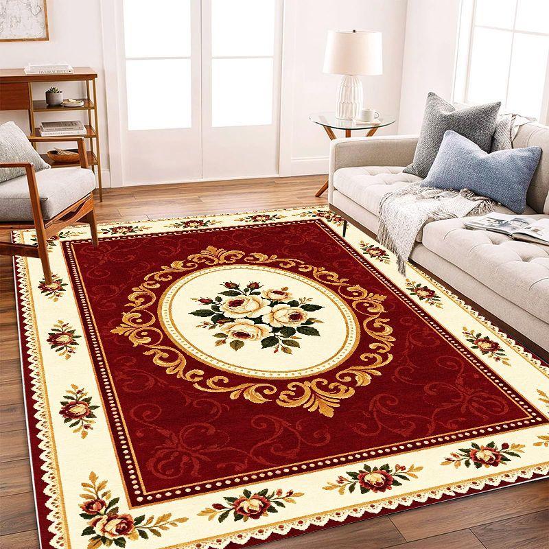 Retro Persian Flower Carpet Anti slip Washable Soft Floor Mat Living Room Bedroom Study Home Decoration