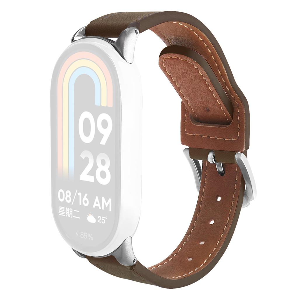 Ремешок для часов Xiaomi Smart Band 9 NFC/9/8 NFC/8 из микрофибры с кожаным ремешком и серебряной пряжкой