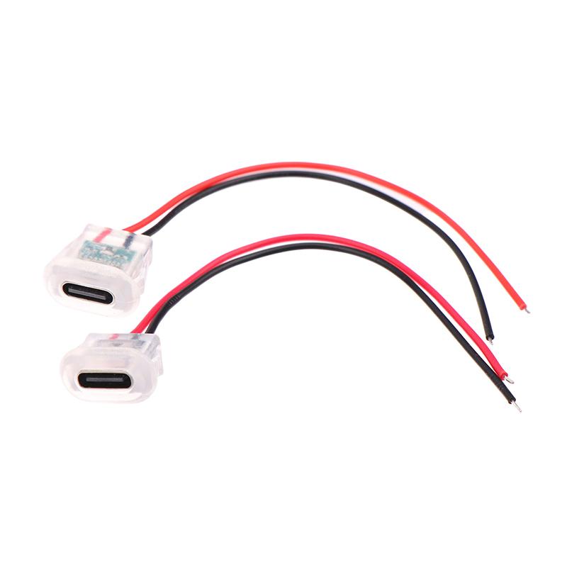 2-пиновый USB Type C Входной Разъем для Зарядки со Светодиодной Подсветкой, Водонепроницаемая Панель, USB-C Порт Питания, Разъем Type-C Female