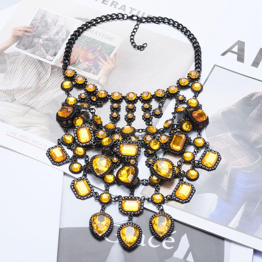 Diy Creative Exaggerated Necklace Vintage Multi-Layer Palace Style Necklace Alloy Inlaid With Gemstones Body Chain Female