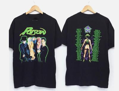 Футболка Poison 90-х годов с двухсторонним принтом в стиле ретро, черная, унисекс, винтажная