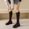 Мода 2025 Женская обувь Сапоги до колена Женские сапоги Мода Задняя молния Современные сапоги Женские Зимние Круглый носок Обувь-бестселлер для женщин