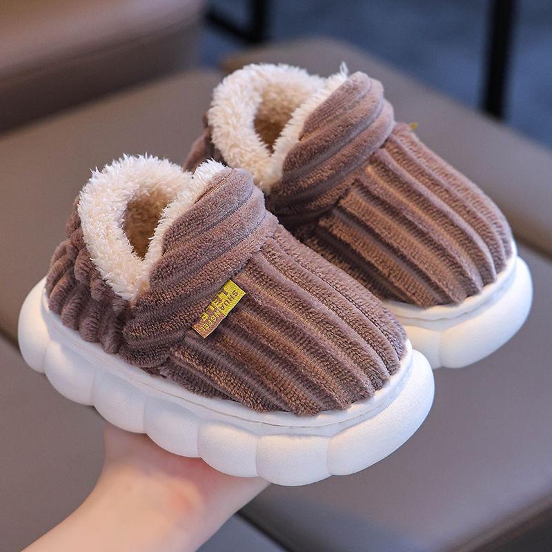 Детские удобные нескользящие бархатные тапочки 2024 года: Теплые, на толстом каблуке, пушистые, из хлопка для мальчиков и девочек