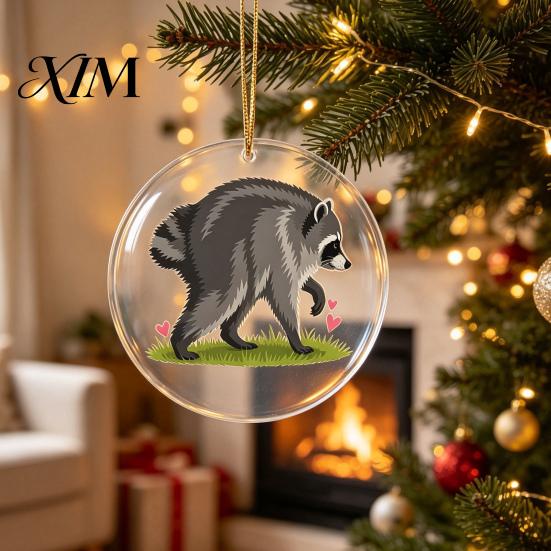 Durable Bag Decoration Cute Acrylic Raccoon Pendant, 2D Flat Forest Animal Charm, Double Keychain Sided Hanging Accessory, Gifts for Lovers,