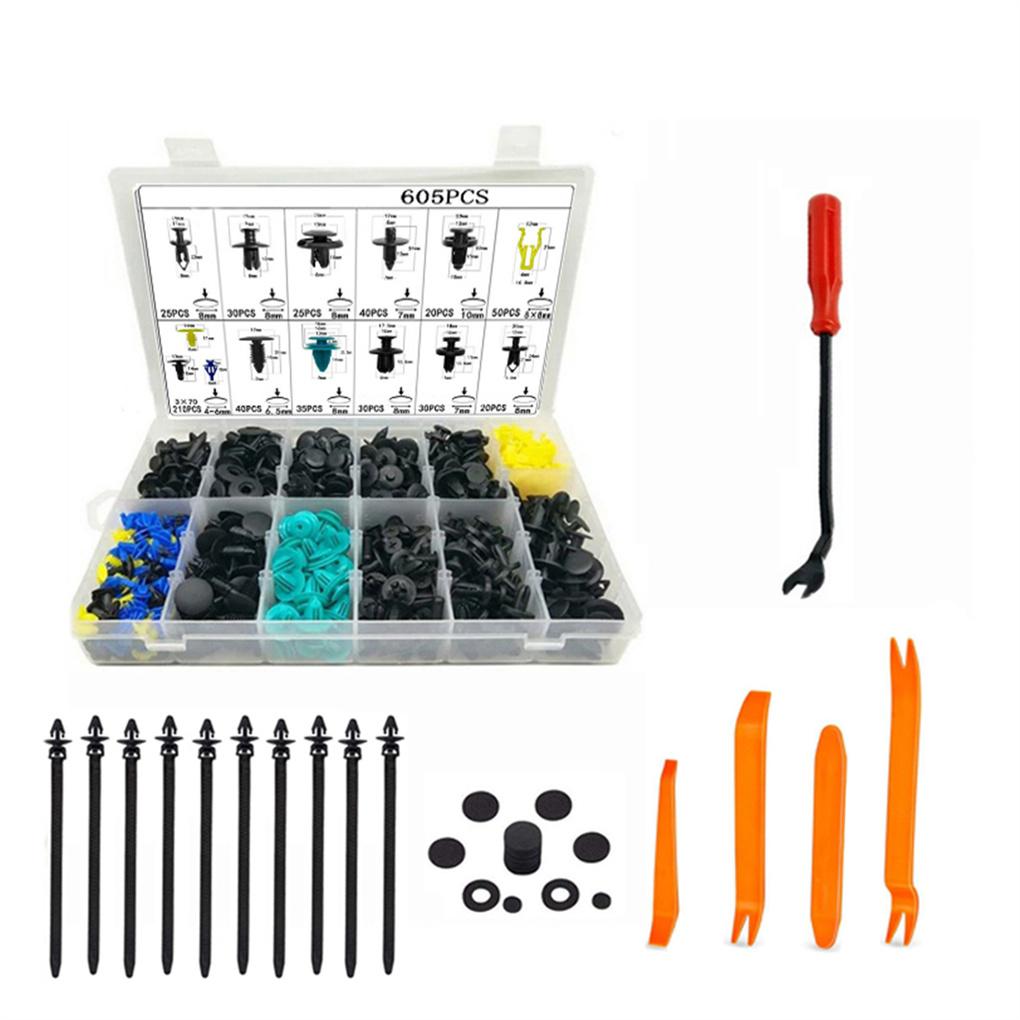 Смешанный комплект автомобильных крепежных зажимов, фиксаторов для кузова автомобиля, заклепок, бампера, дверной обшивки, панели, крепежных элементов с коробкой, автомобильные аксессуары