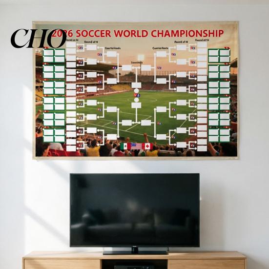 Polyester Sports Wall Flag Soccer Chart Poster, Knockout Schedule And Finals Tracking Tear-resistant Game Tracker Flag, Reusable Waterproof