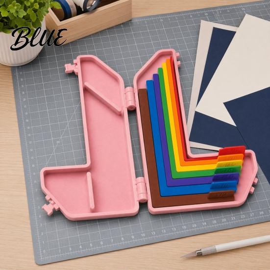 Руководство по измерению для рукоделия, набор из 7 шт., направляющие для выравнивания бумаги, цветные инструменты с футляром, легкое наслоение и подложка, прокладки, вкладки с размерами