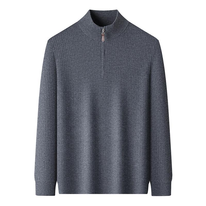 Winter Knitted Sweater Zipper Semi-Turtleneck 10A Antibacterial Thickened 410G Men'S Knitted Sweater With Quality Inspection