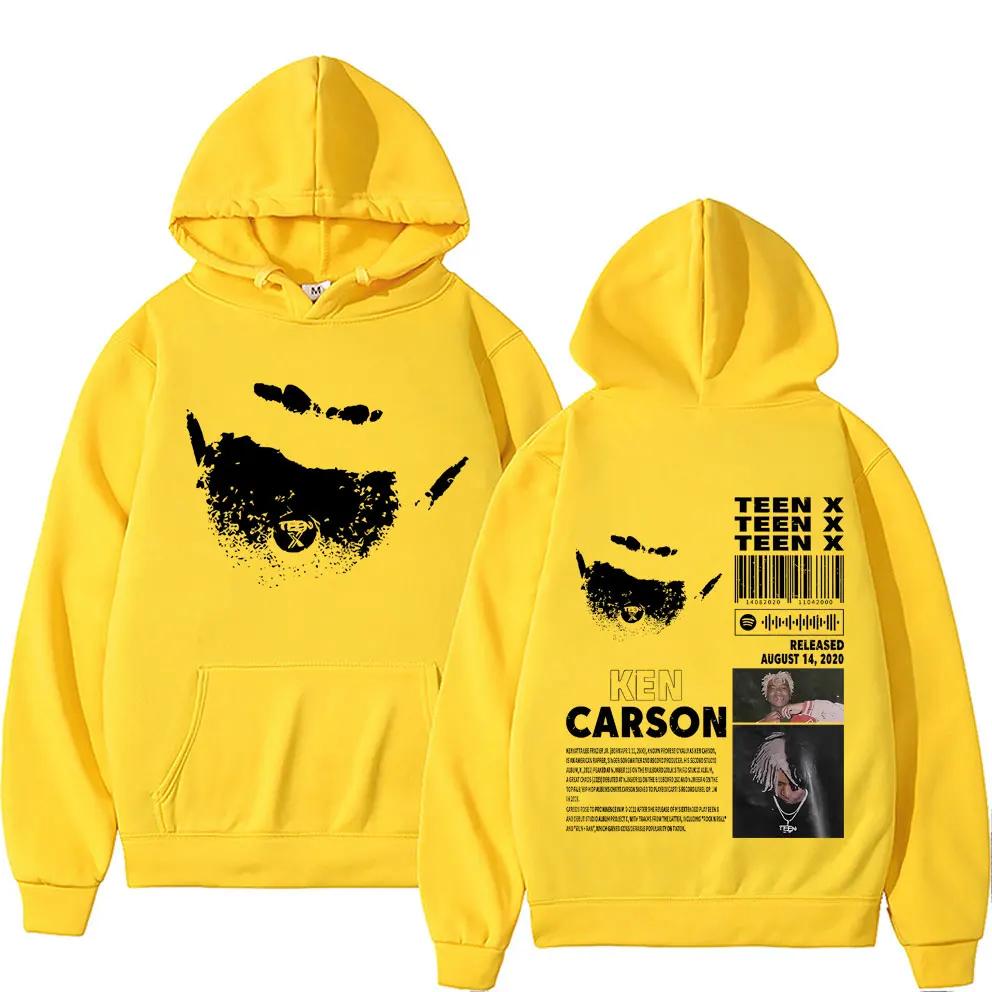 Худи с двойным принтом на альбоме рэпера Ken Carson Teen X Music Рап Playboi Carti Opium Толстовка Мужская Хип-Хоп Оверсайз Худи
