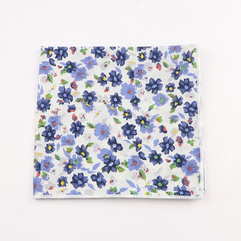 25cm Vintage Floral Cartoon Printed Handkerchief Cotton Women Men Wedding Suits Pocket Square Adult Gift Accessory High Quality