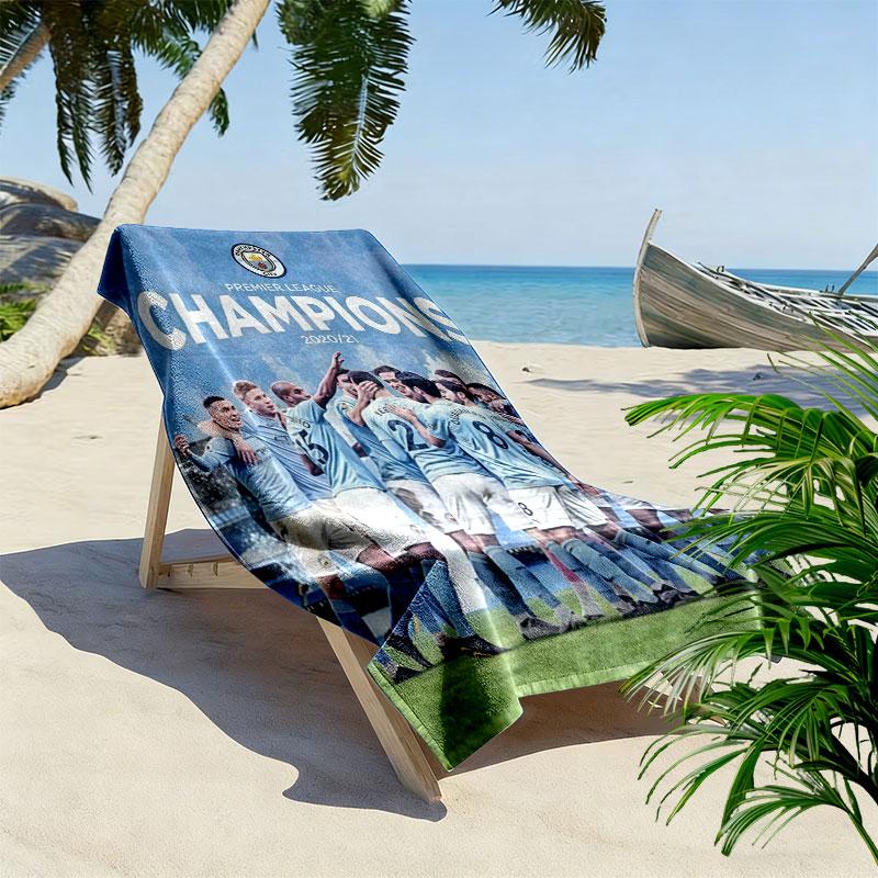 Royal MCFC Crown Print Beach Towel, Large Soft Quick Dry Towel for Beach Camping Swimming