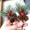 Christmas Pine Picks Artificial Red Berries Branches with Pinecone Stem for DIY Wreath  Navidad Party Decor Supplies