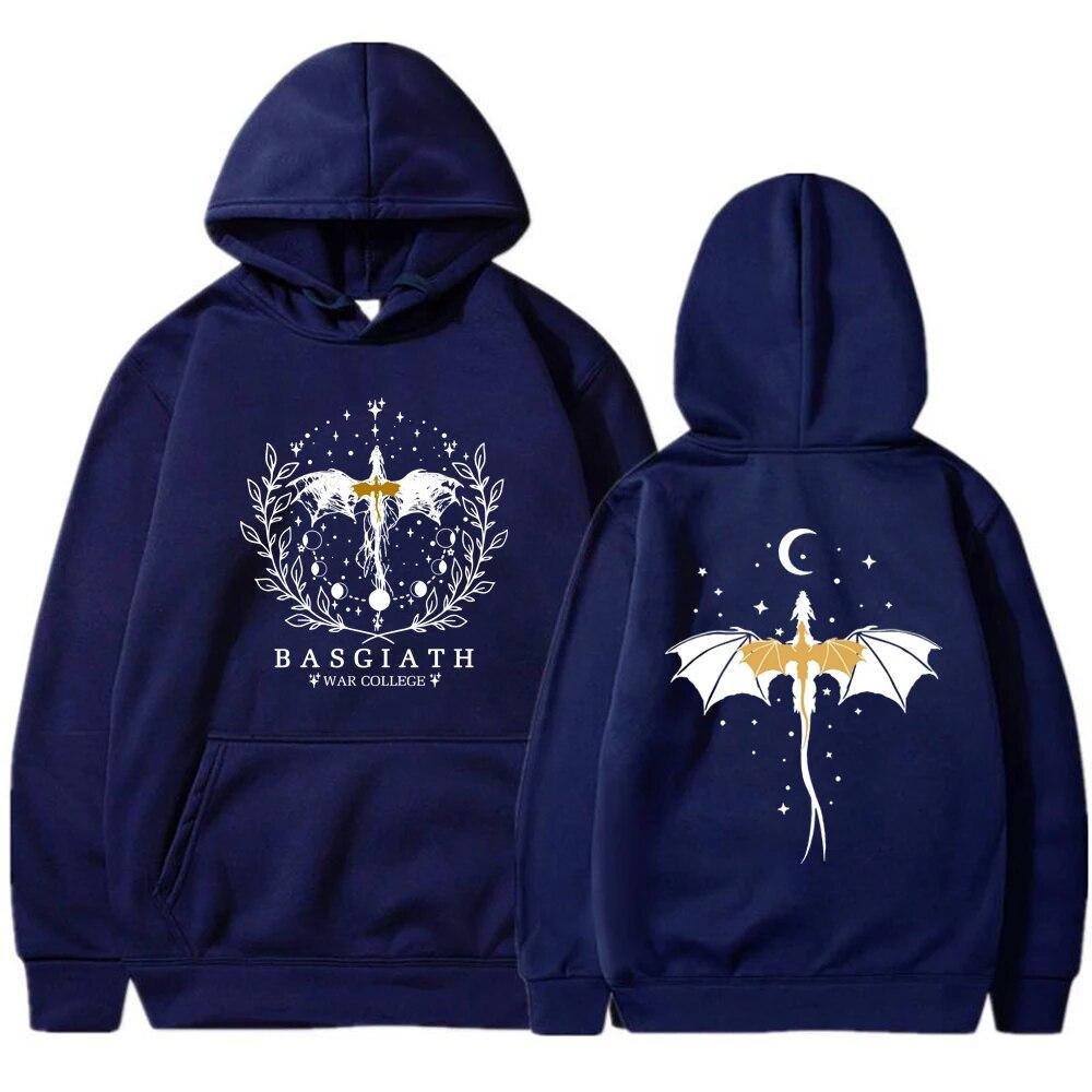Vintage Basgiath War College Hoodies Fourth Wing Double-Sided Hoodie Women Graphic Hoodies Bookish Sweatshirt Casual Pullovers
