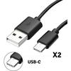 Lot 2 Type USB-C Charger Cables Black [Compatible Samsung Galaxy S10 S10+ S10E] Micro USB Port 1 Meter [Phonillico®]