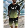 Men's Gradient Two-piece Summer Set with Short Sleeves Suitable for Casual Daily Wear, Lightweight and Breathable Short Sleeve S