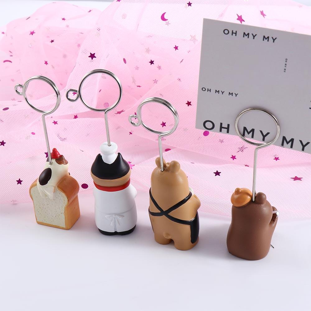 School Resin Kawaii Message Holder Folder Clip Photo Card Stand Memo Clip Memo Holder Bread Cat