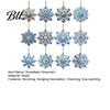 Exquisite Wooden Hanging Decorations 12 Pcs Snowflake Ornaments, Blue Winter Christmas Tree Decoration, Ice Snow Theme Party Supplies Double