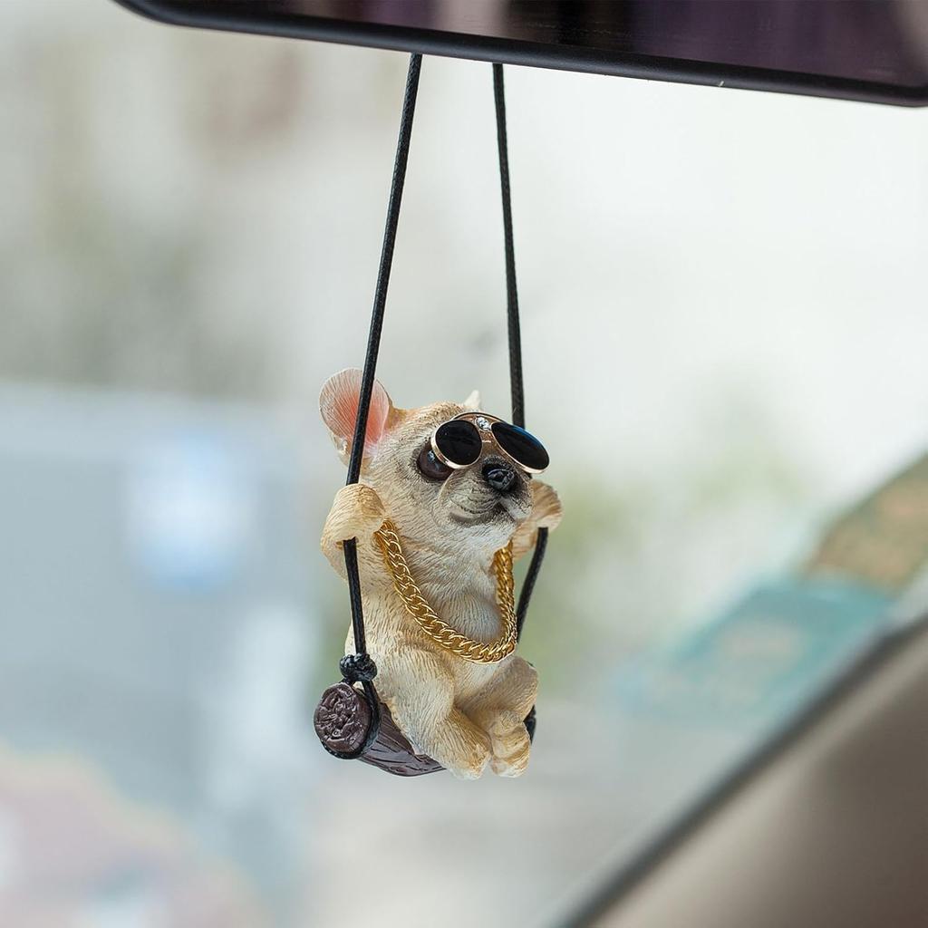 Зеркало для комнаты, аксессуары, украшения, автомобильные аксессуары, автомобиль, стильная статуэтка французского бульдога из смолы, подвеска для автомобиля, милый качающийся автомобиль, подвесной кулон для автомобиля