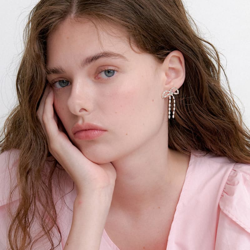 OVLA vintage ribbon drop earring_2color JE046
