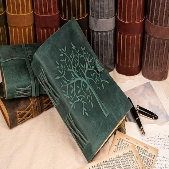 Журнал «Дерево жизни» Кожаный ежедневник ручной работы с неровным краем Бумажный блокнот Премиум-дневник