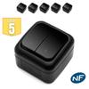 Pack of 5 Double Two-way Switch Waterproof IP54 - Viko by Panasonic - Black - NF