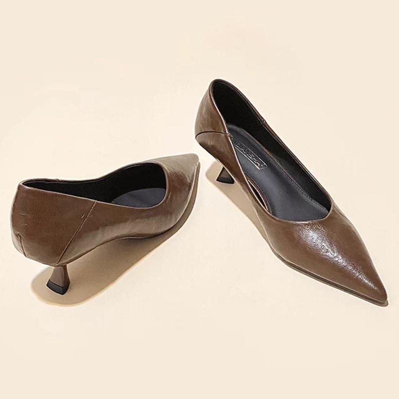 Удобные рабочие туфли на kitten heel, женские, новые, женские, с острым носком, на шпильке, на высоком каблуке, однотонные туфли, без усталости
