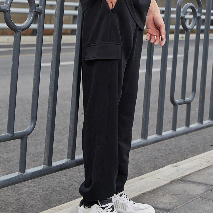 Li Ning Sports Fashion Series трикотажные зауженные спортивные штаны мужские низы черные AKLR373-1